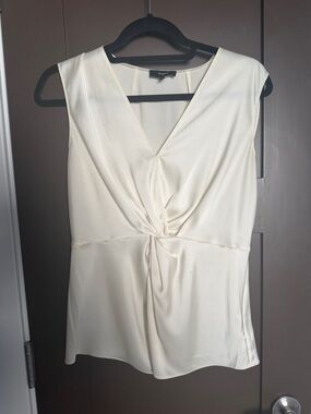 Theory Cream Twist-Front Sleeveless Camisole